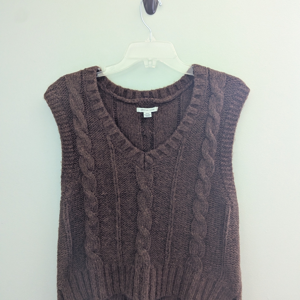 American Eagle Outfitters Brown V-Neck Sweater Vest